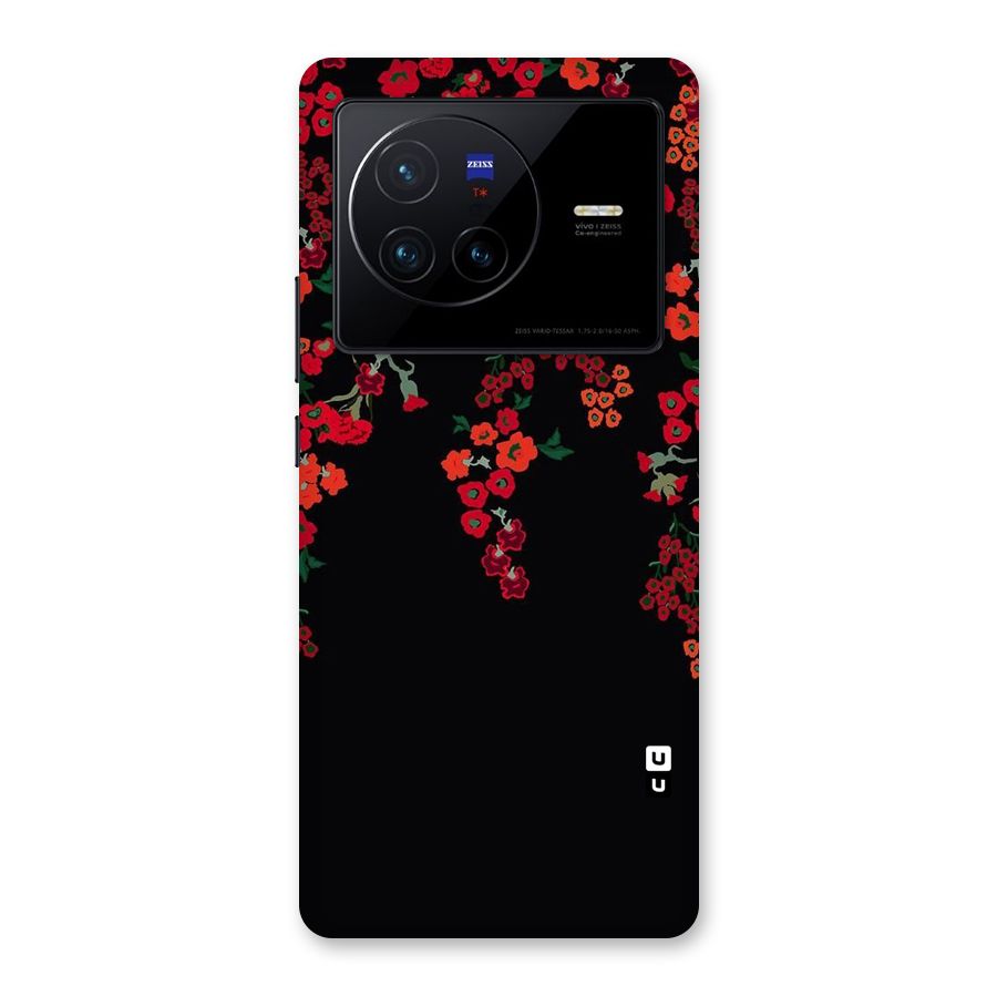 Red Floral Pattern Back Case for Vivo X80