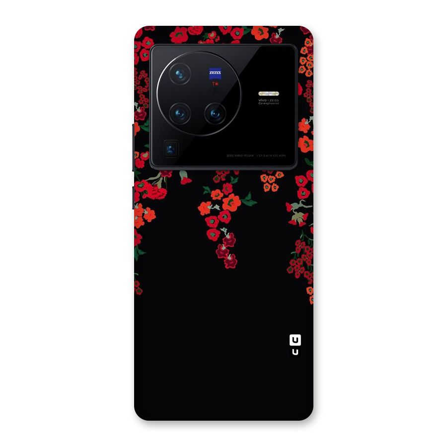Red Floral Pattern Back Case for Vivo X80 Pro