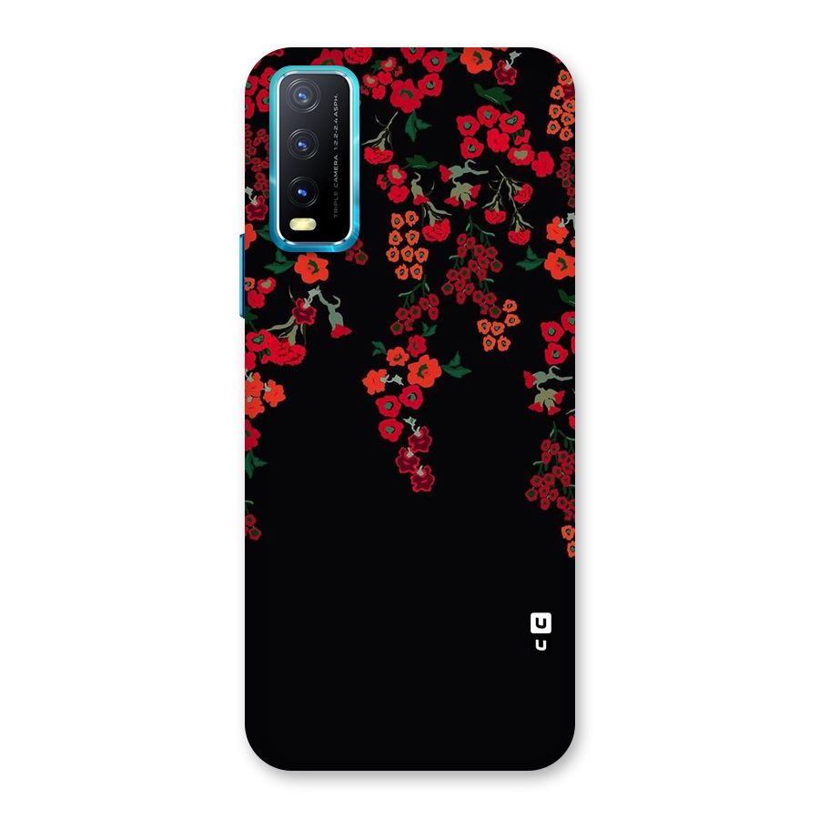 Red Floral Pattern Back Case for Vivo Y20A