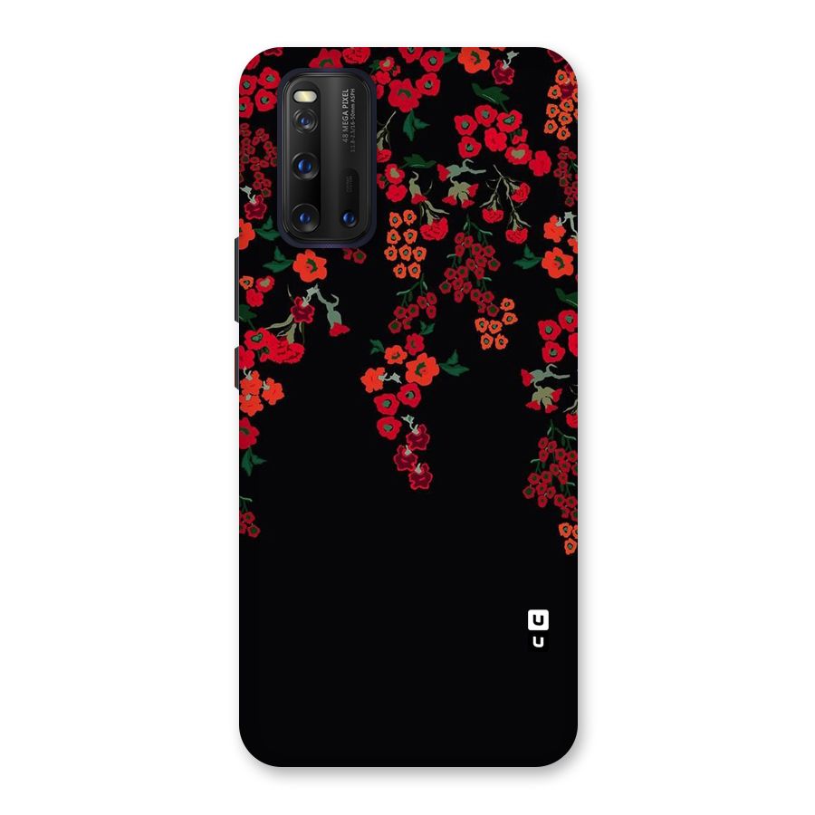 Red Floral Pattern Back Case for Vivo iQOO 3