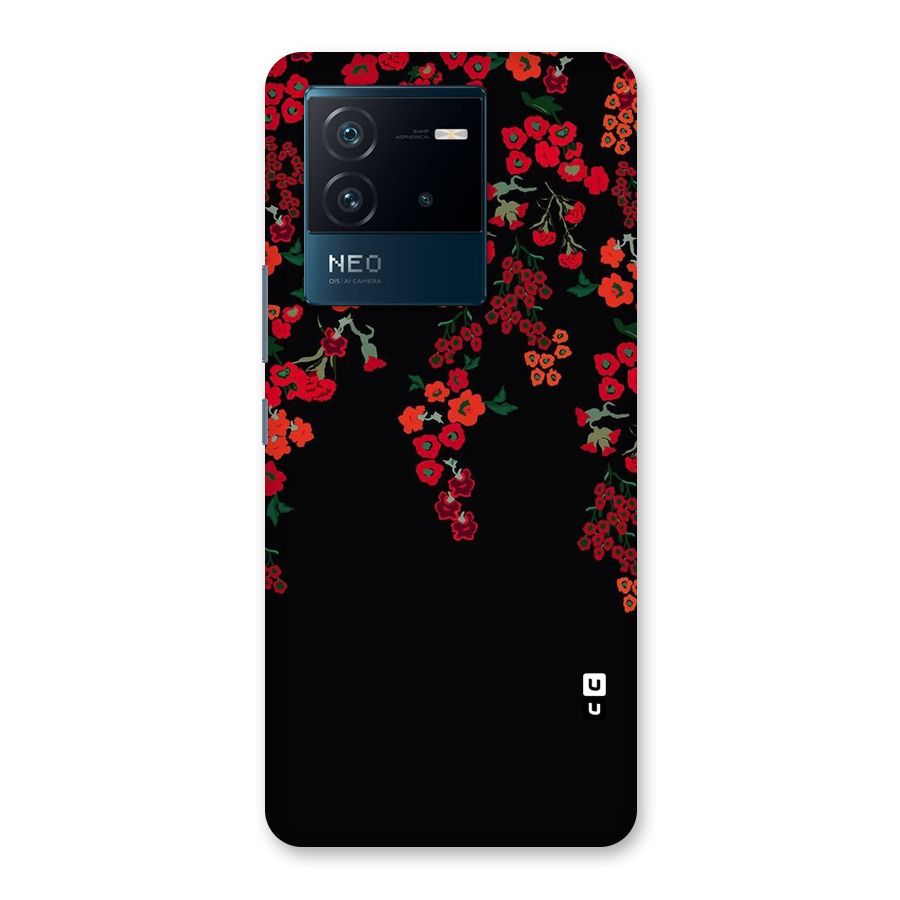 Red Floral Pattern Back Case for Vivo iQOO Neo 6 5G