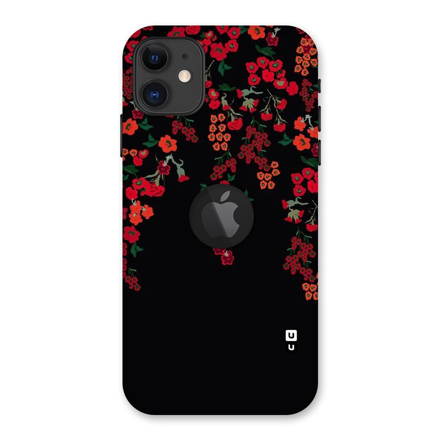 Red Floral Pattern Back Case for iPhone 11 Logo Cut