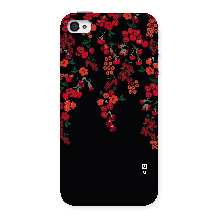 Red Floral Pattern Back Case for iPhone 4 4s