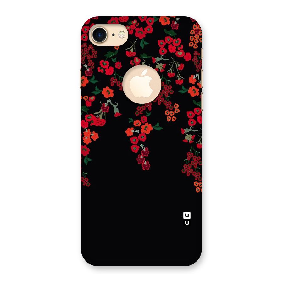 Red Floral Pattern Back Case for iPhone 7 Logo Cut