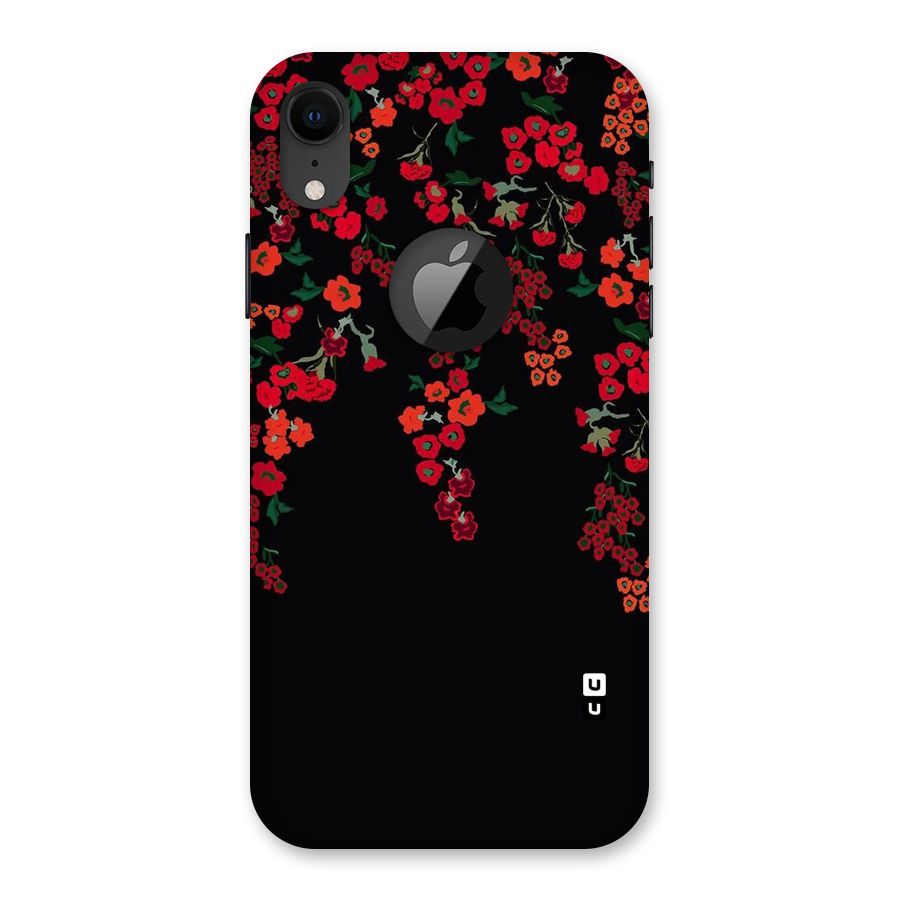 Red Floral Pattern Back Case for iPhone XR Logo Cut