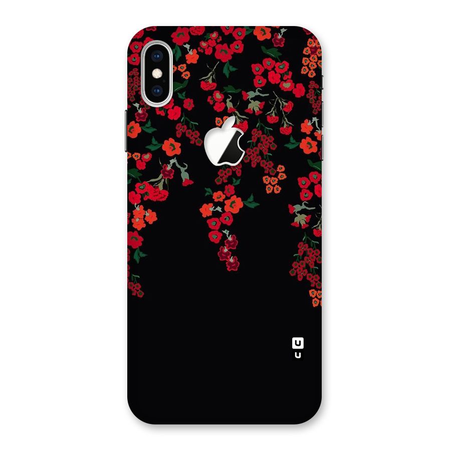 Red Floral Pattern Back Case for iPhone XS Max Apple Cut