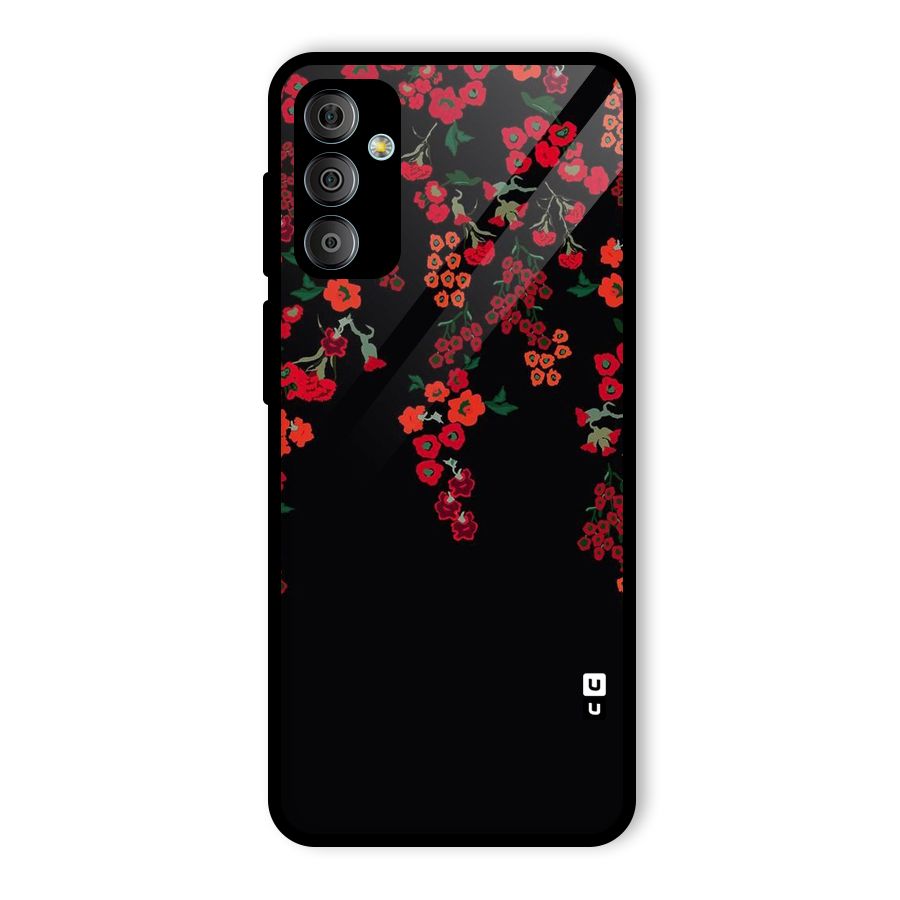 Red Floral Pattern Glass Back Case for Galaxy F23