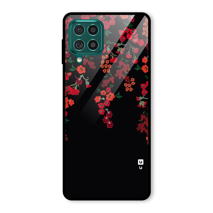 Red Floral Pattern Glass Back Case for Galaxy F62