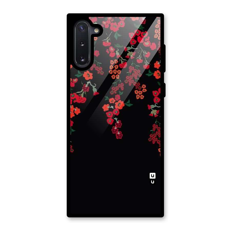 Red Floral Pattern Glass Back Case for Galaxy Note 10