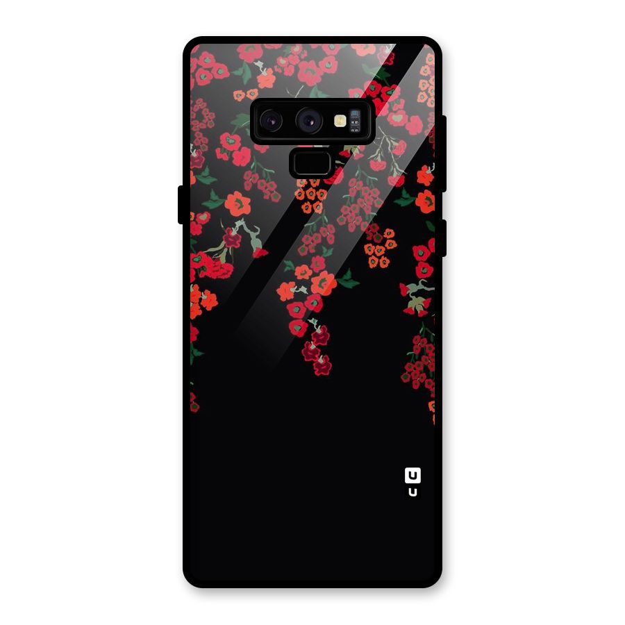 Red Floral Pattern Glass Back Case for Galaxy Note 9