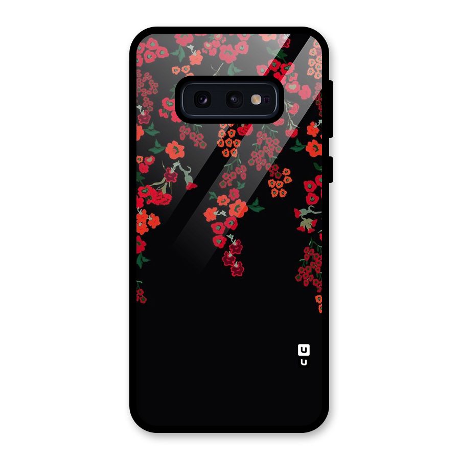 Red Floral Pattern Glass Back Case for Galaxy S10e
