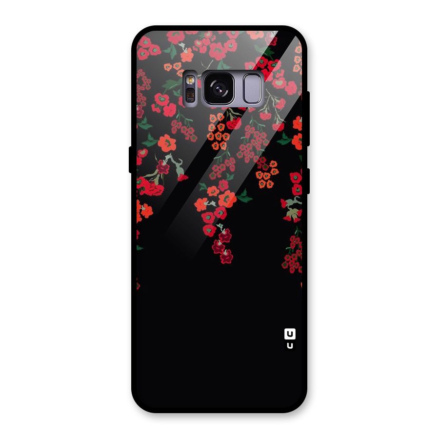 Red Floral Pattern Glass Back Case for Galaxy S8