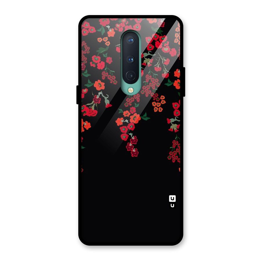 Red Floral Pattern Glass Back Case for OnePlus 8