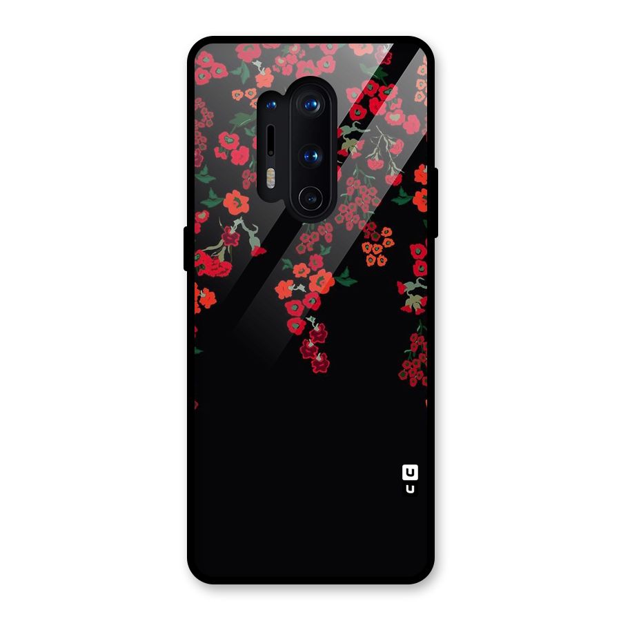 Red Floral Pattern Glass Back Case for OnePlus 8 Pro