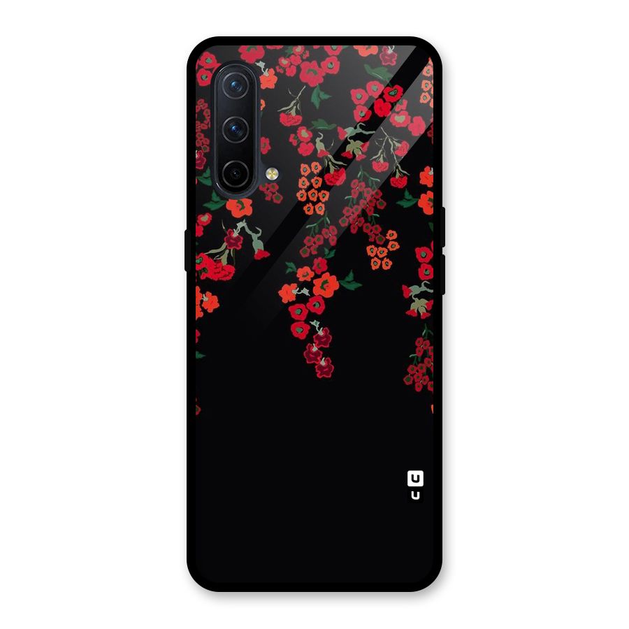 Red Floral Pattern Glass Back Case for OnePlus Nord CE 5G