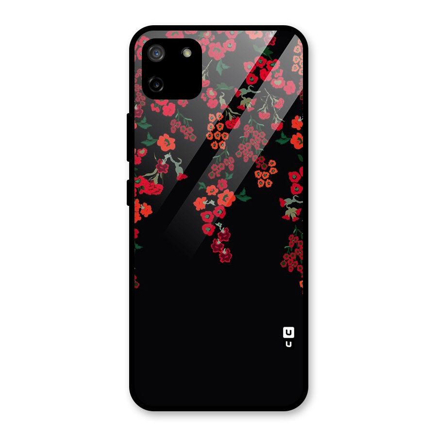 Red Floral Pattern Glass Back Case for Realme C11