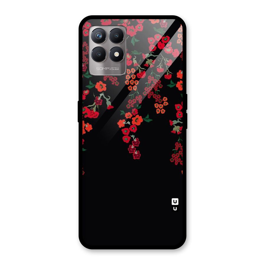 Red Floral Pattern Glass Back Case for Realme Narzo 50