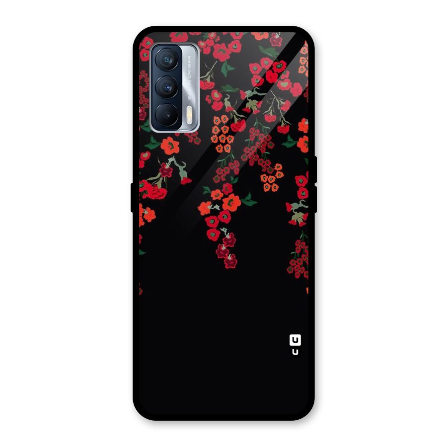 Red Floral Pattern Glass Back Case for Realme X7
