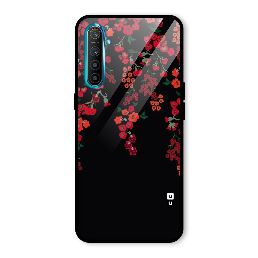 Red Floral Pattern Glass Back Case for Realme XT
