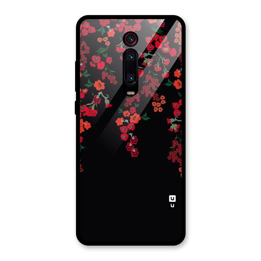 Red Floral Pattern Glass Back Case for Redmi K20
