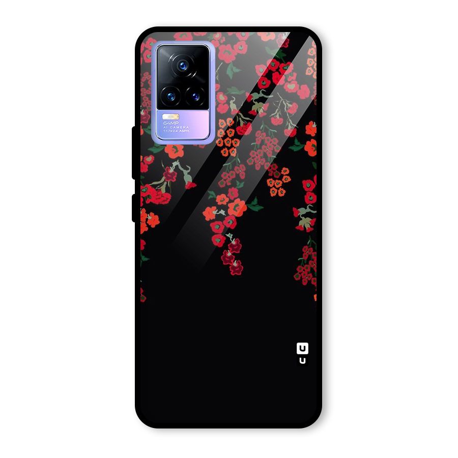Red Floral Pattern Glass Back Case for Vivo Y73