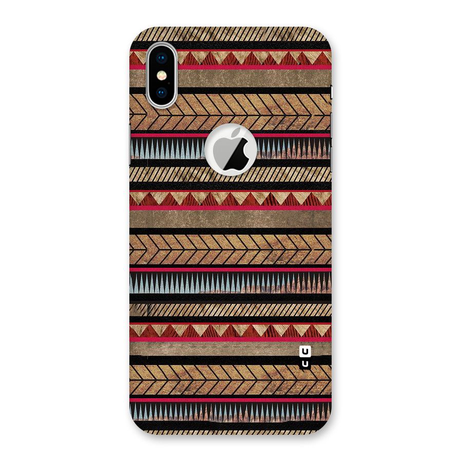 Red Indie Pattern Back Case for iPhone X Logo Cut
