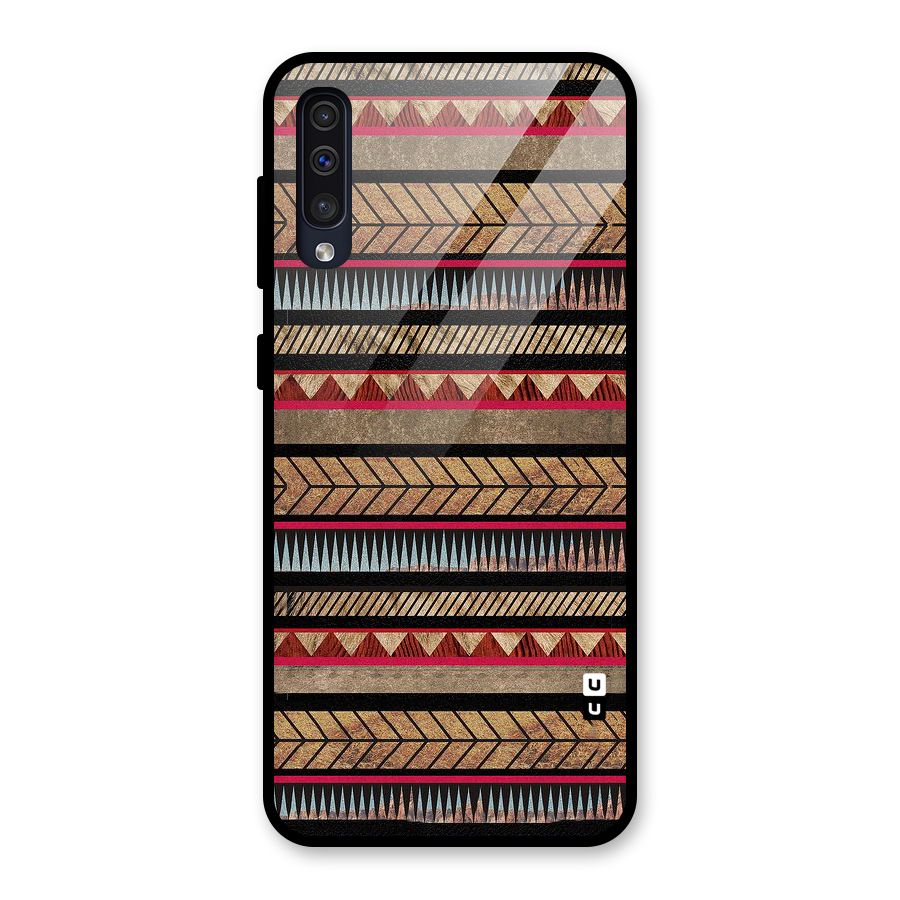 Red Indie Pattern Glass Back Case for Galaxy A50