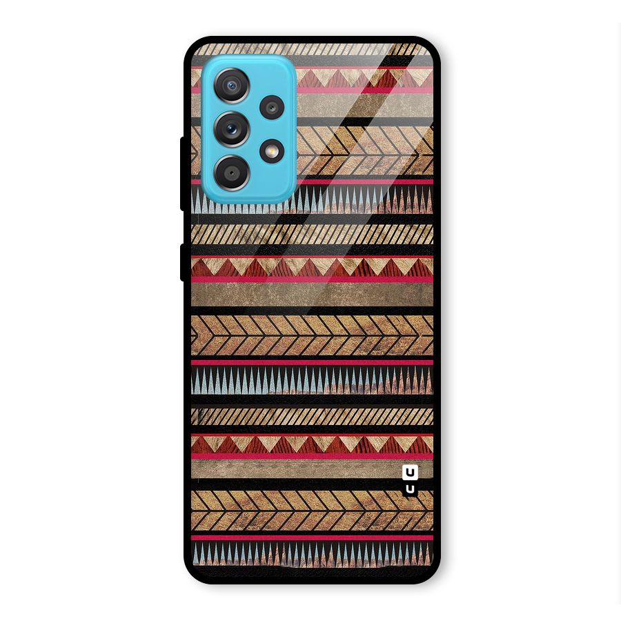 Red Indie Pattern Glass Back Case for Galaxy A52s 5G
