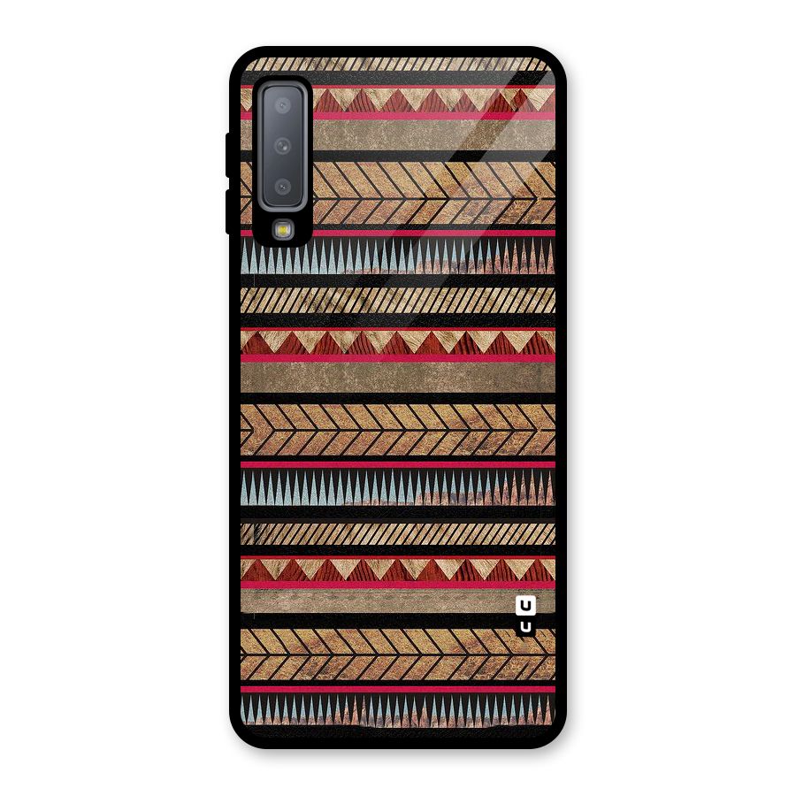 Red Indie Pattern Glass Back Case for Galaxy A7 (2018)