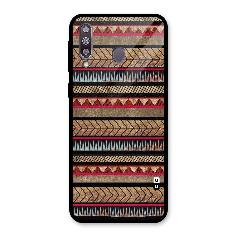 Red Indie Pattern Glass Back Case for Galaxy M30