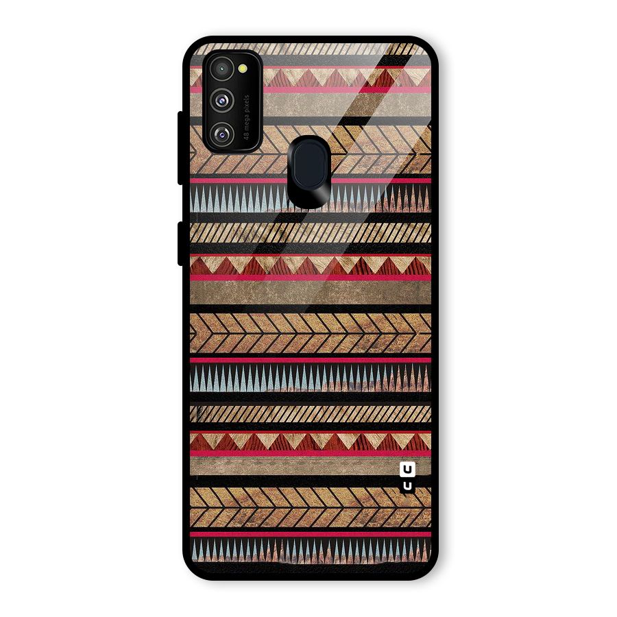 Red Indie Pattern Glass Back Case for Galaxy M30s