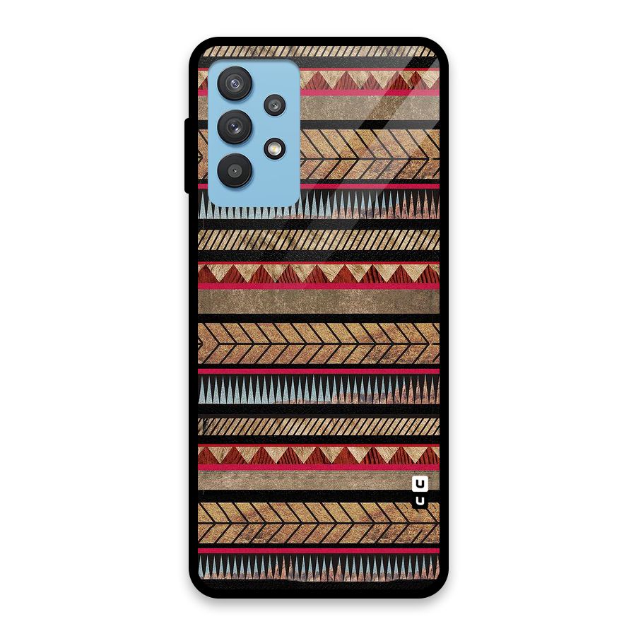 Red Indie Pattern Glass Back Case for Galaxy M32 5G