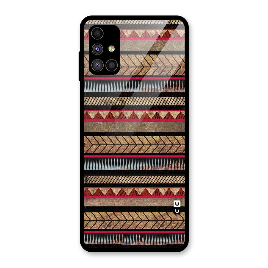 Red Indie Pattern Glass Back Case for Galaxy M51