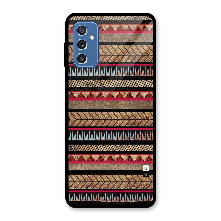Red Indie Pattern Glass Back Case for Galaxy M52 5G