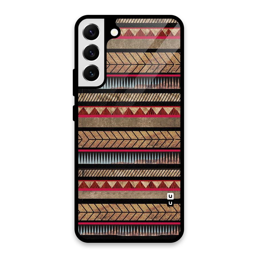 Red Indie Pattern Glass Back Case for Galaxy S22 Plus 5G