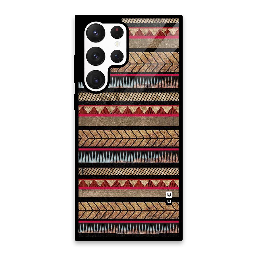 Red Indie Pattern Glass Back Case for Galaxy S22 Ultra 5G