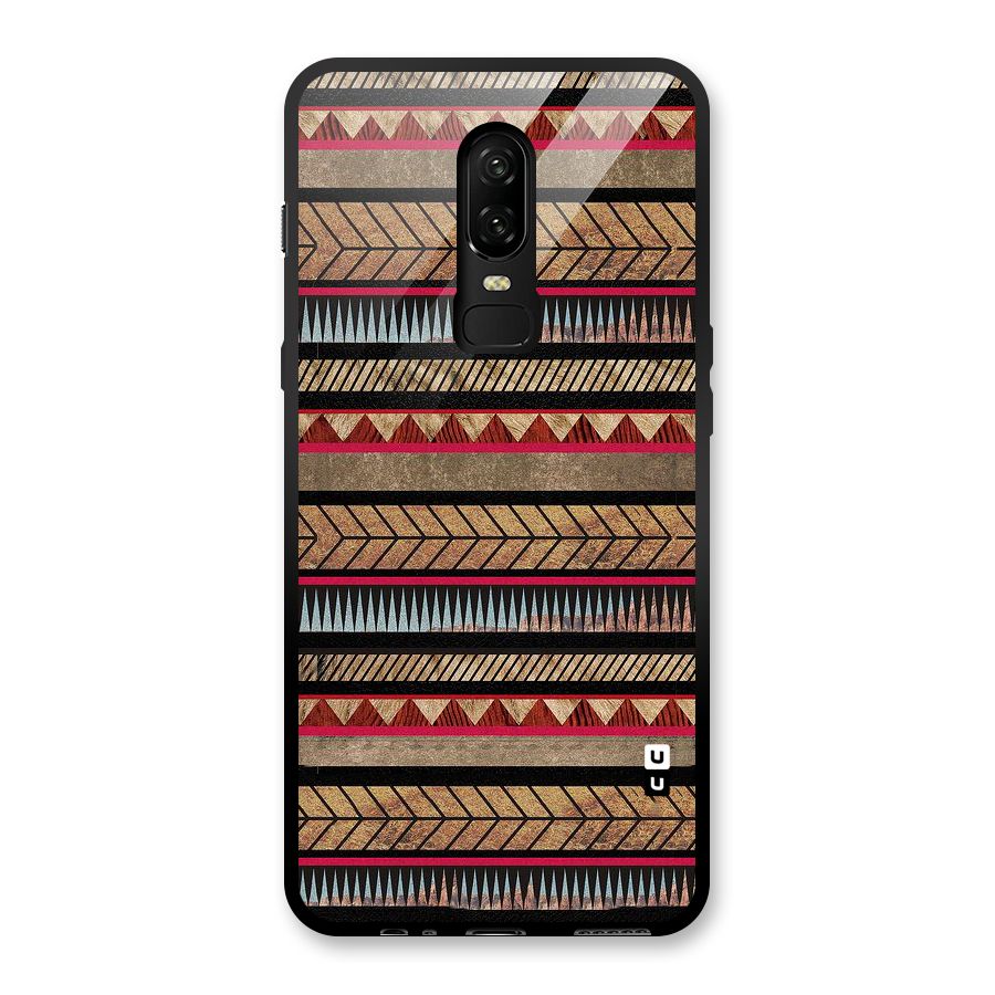 Red Indie Pattern Glass Back Case for OnePlus 6