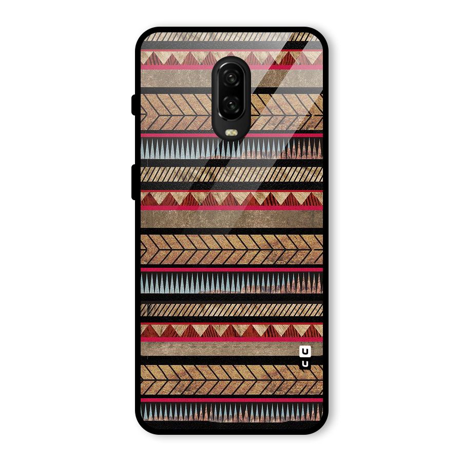 Red Indie Pattern Glass Back Case for OnePlus 6T