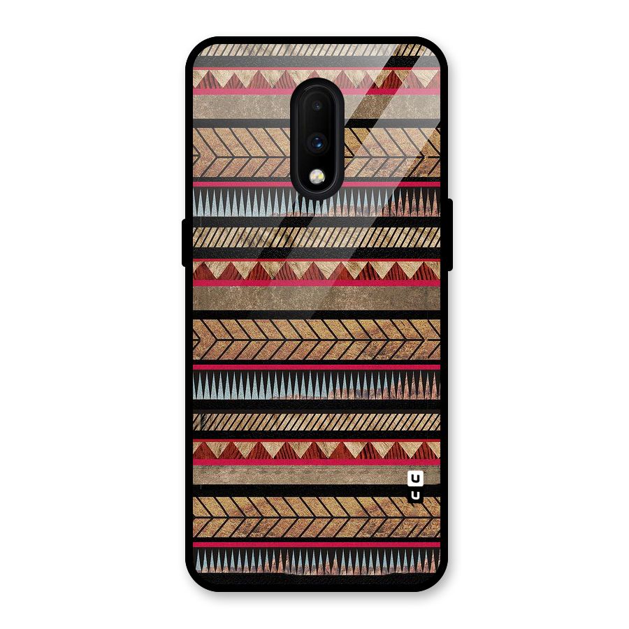 Red Indie Pattern Glass Back Case for OnePlus 7