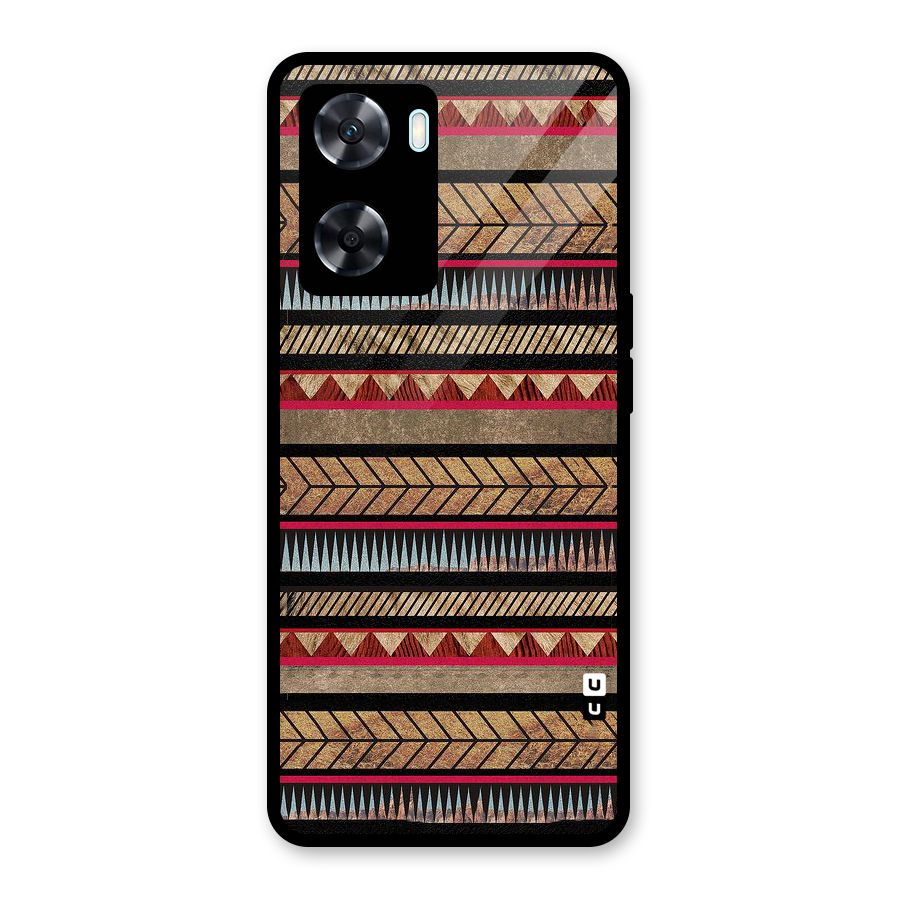 Red Indie Pattern Glass Back Case for Oppo A77
