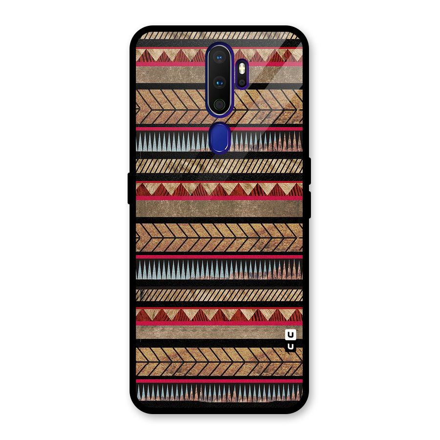 Red Indie Pattern Glass Back Case for Oppo A9 (2020)