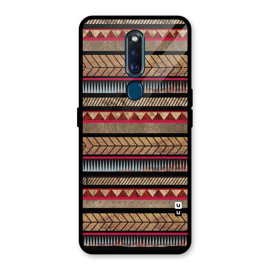 Red Indie Pattern Glass Back Case for Oppo F11 Pro