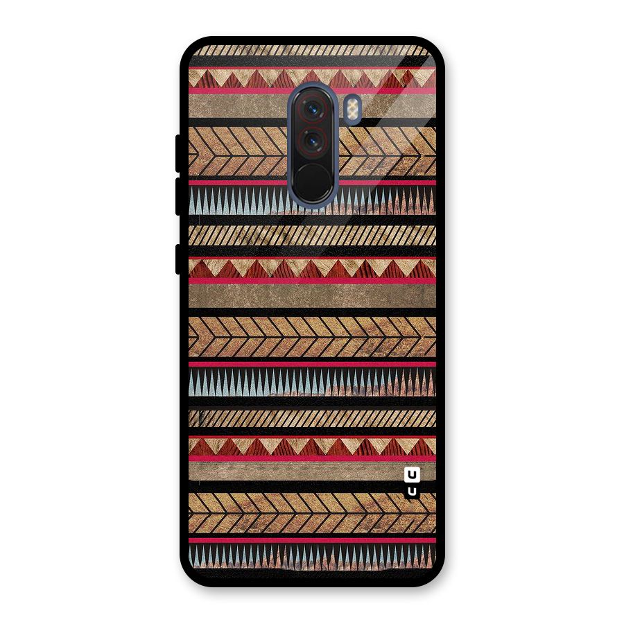 Red Indie Pattern Glass Back Case for Poco F1