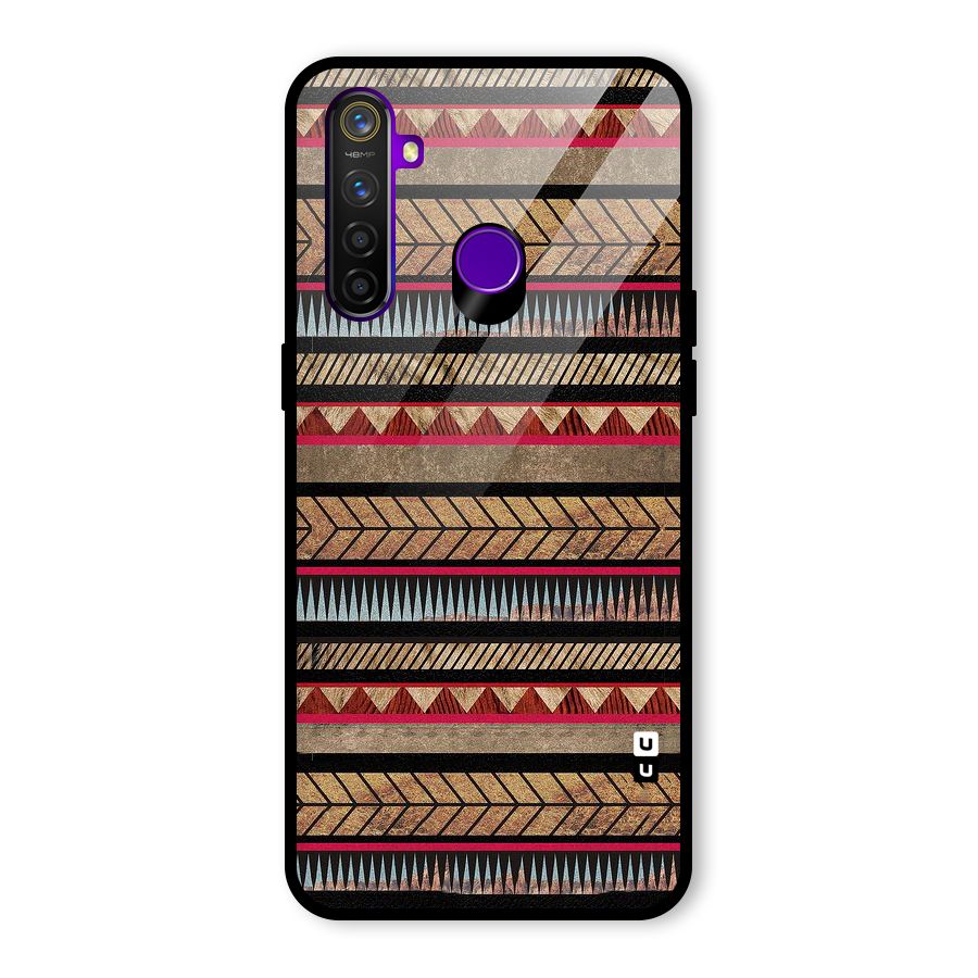 Red Indie Pattern Glass Back Case for Realme 5 Pro