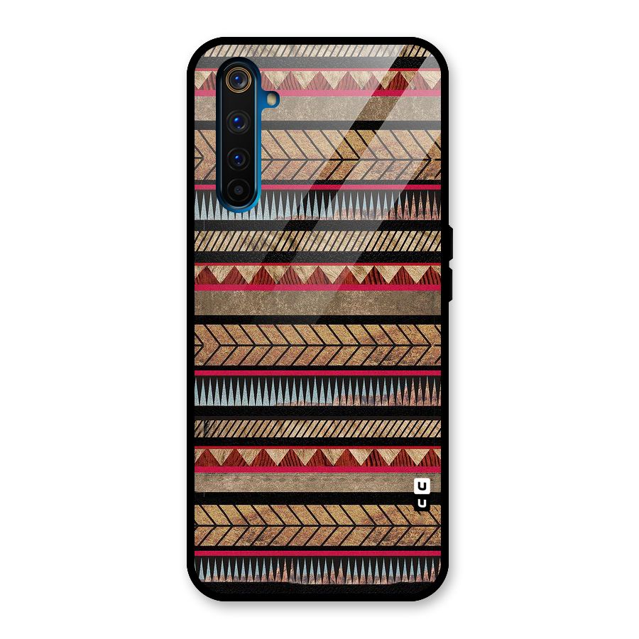 Red Indie Pattern Glass Back Case for Realme 6 Pro
