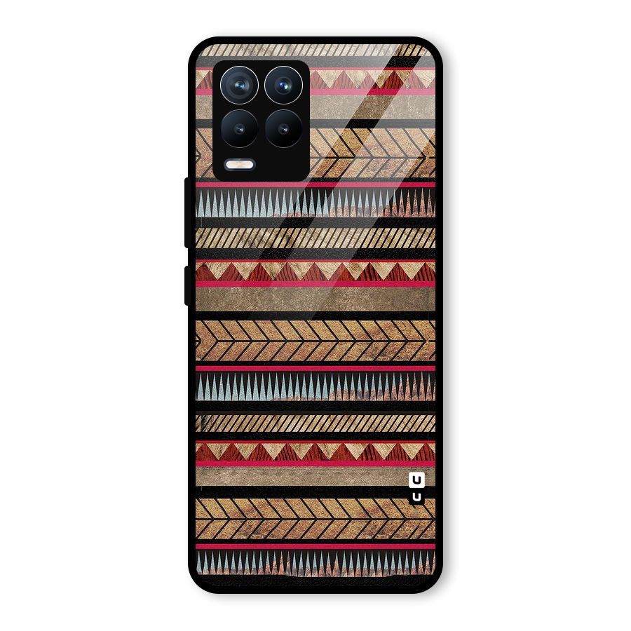 Red Indie Pattern Glass Back Case for Realme 8 Pro