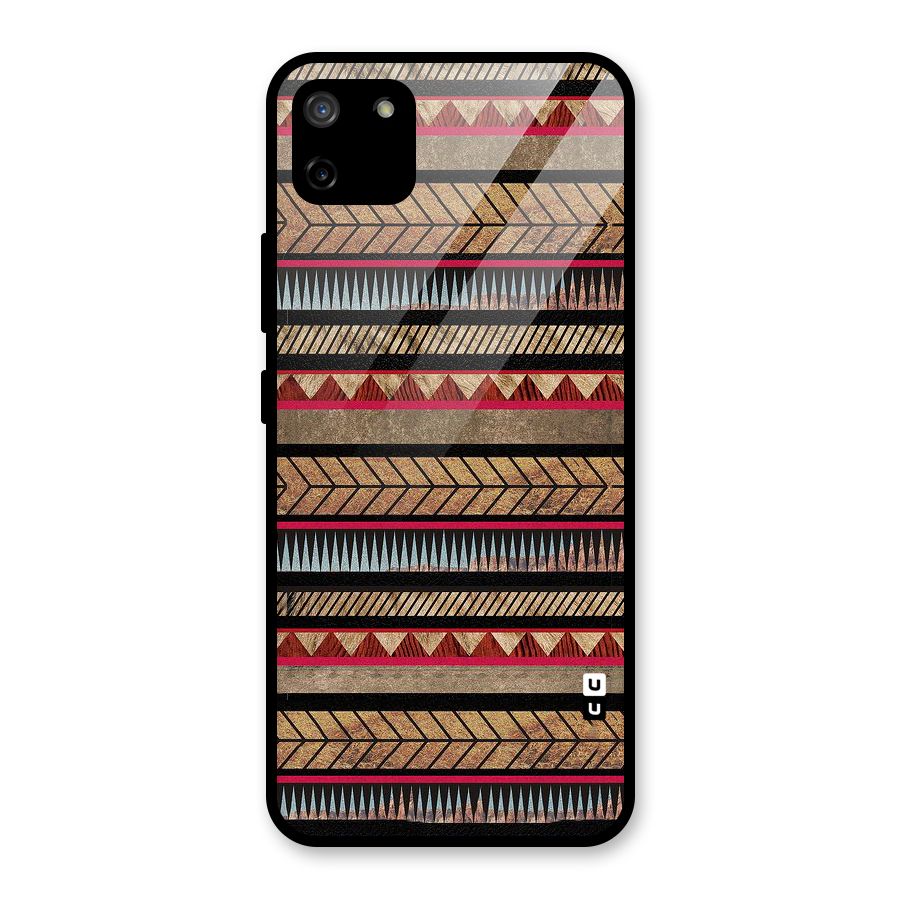 Red Indie Pattern Glass Back Case for Realme C11