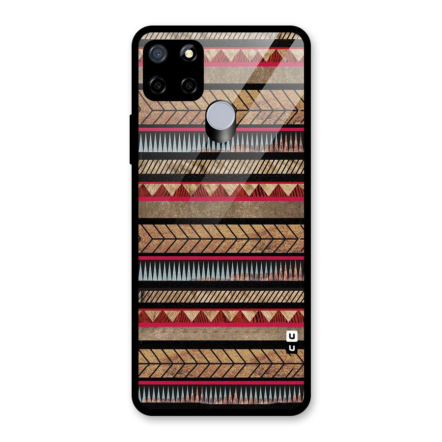 Red Indie Pattern Glass Back Case for Realme C12