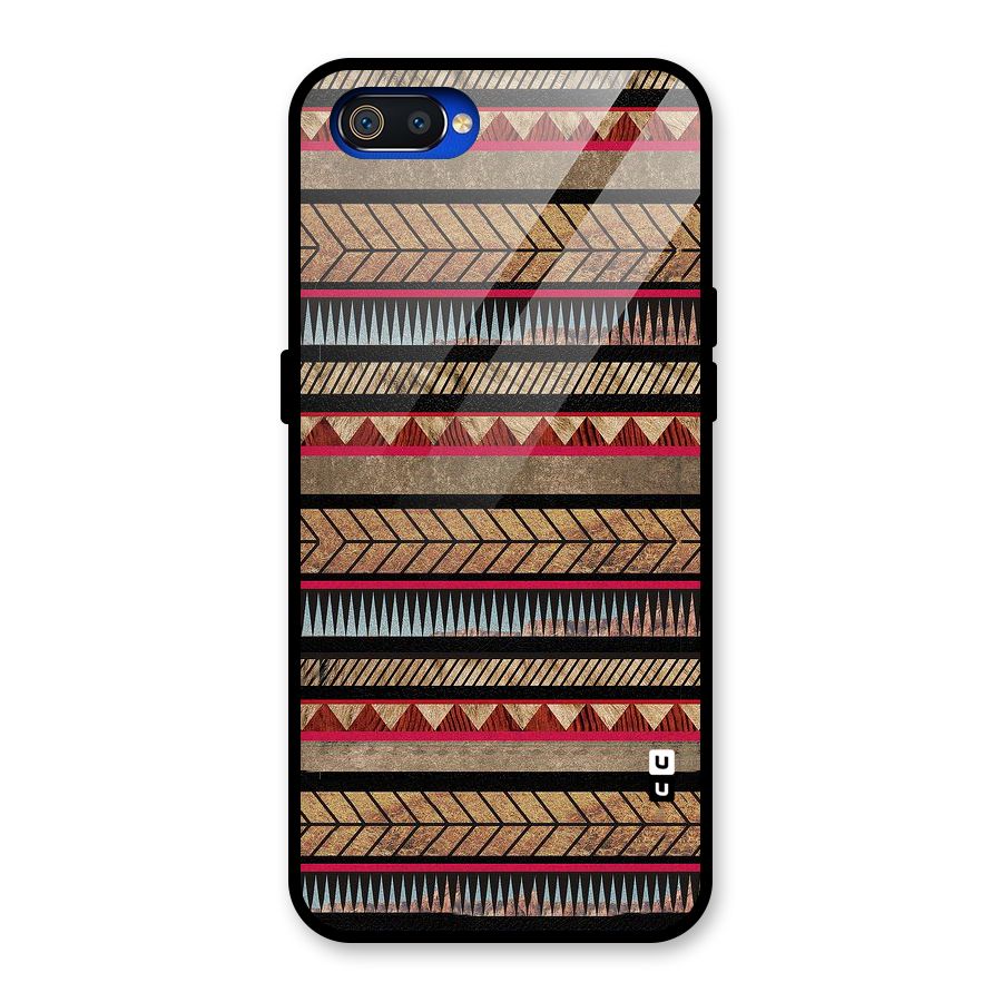 Red Indie Pattern Glass Back Case for Realme C2