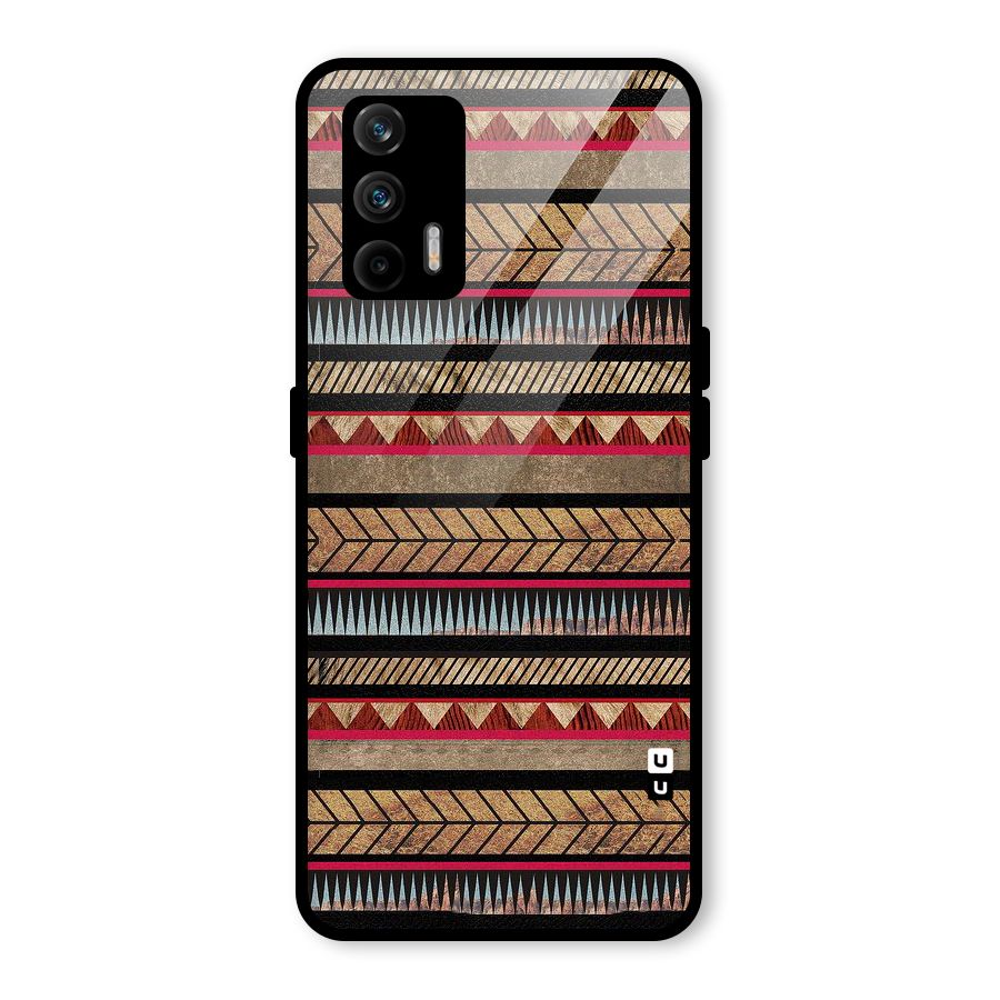 Red Indie Pattern Glass Back Case for Realme GT 5G